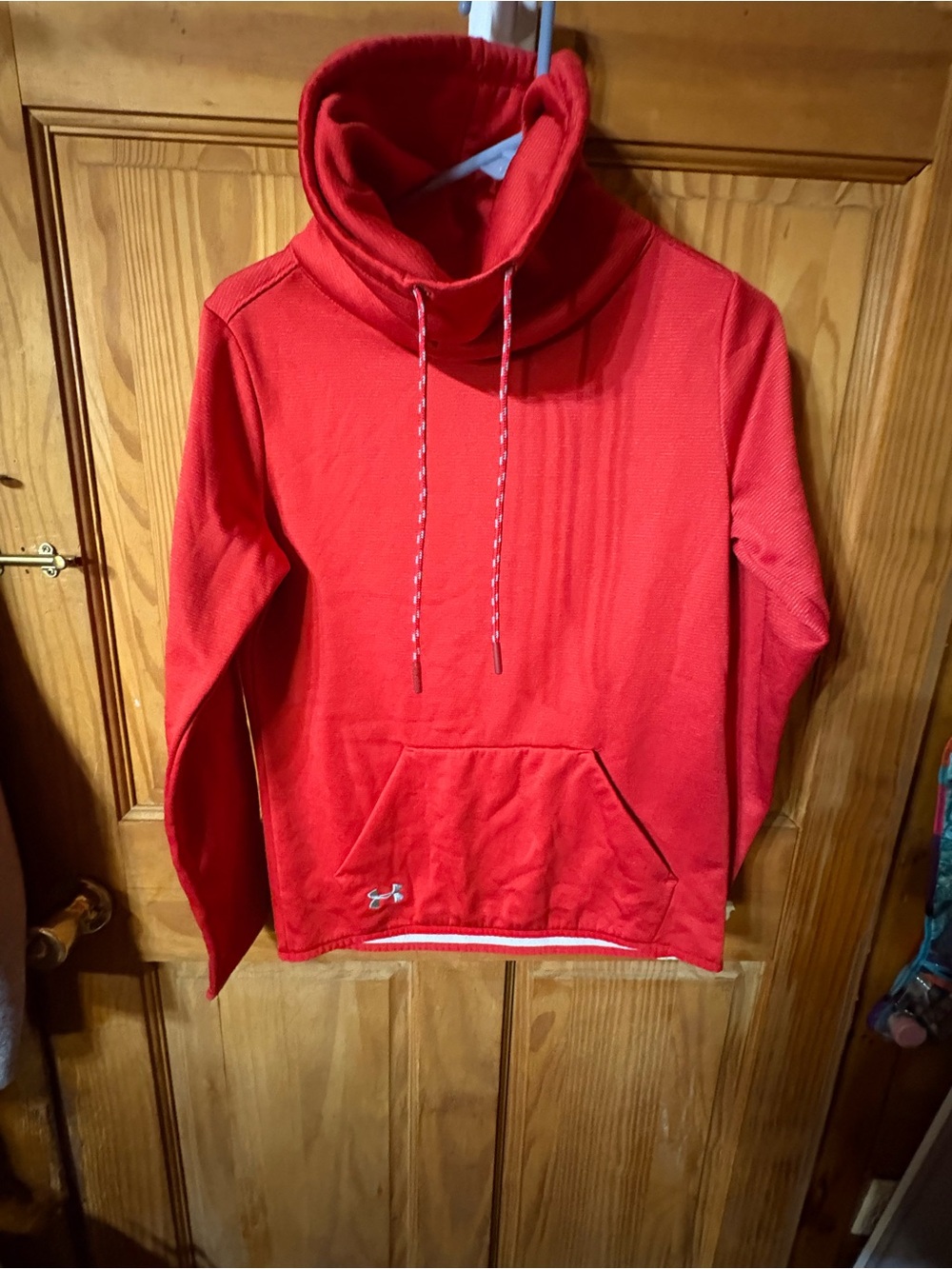 Under Armour Red Pullover Hoodie with Funnel Neck